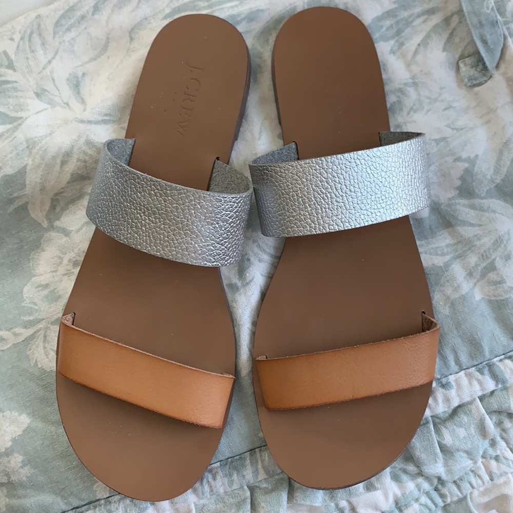 J Crew Leather Slide Sandals Size 8
